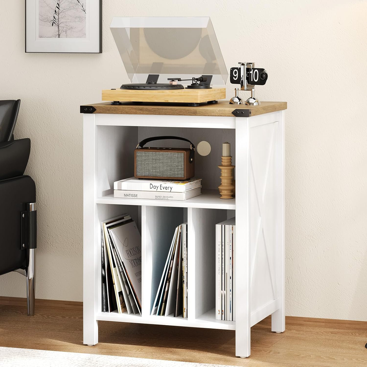 Gracie Oaks Record Player Stand with Vinyl Storage Cabinet, Record ...