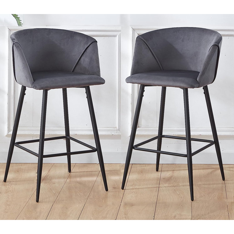 Counter Stool with Metal Frame, Gray