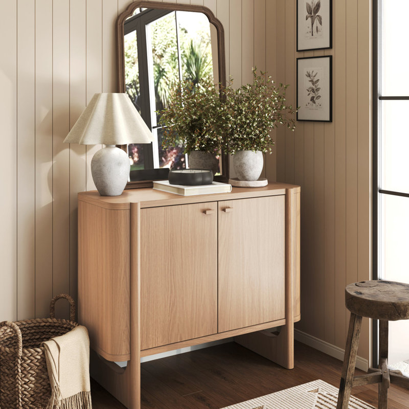 Mid-Century Modern Accent Cabinet, Raw Oak, 1