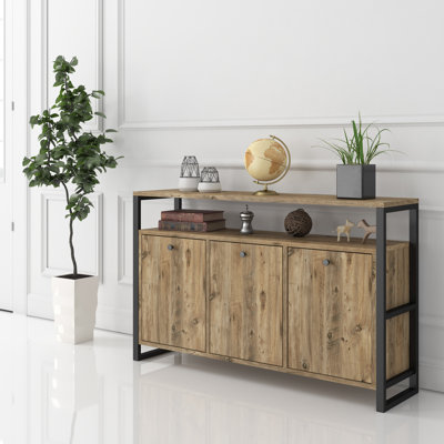 Cyndle Rustic 47" Sideboard 3 Doors Buffet Table Credenza Cabinet