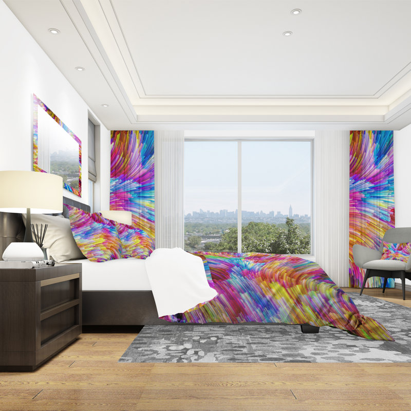 Energy of Painter - Abstract Duvet Cover Set - Microfiber Polyester, King Duvet Cover + 2 Shams