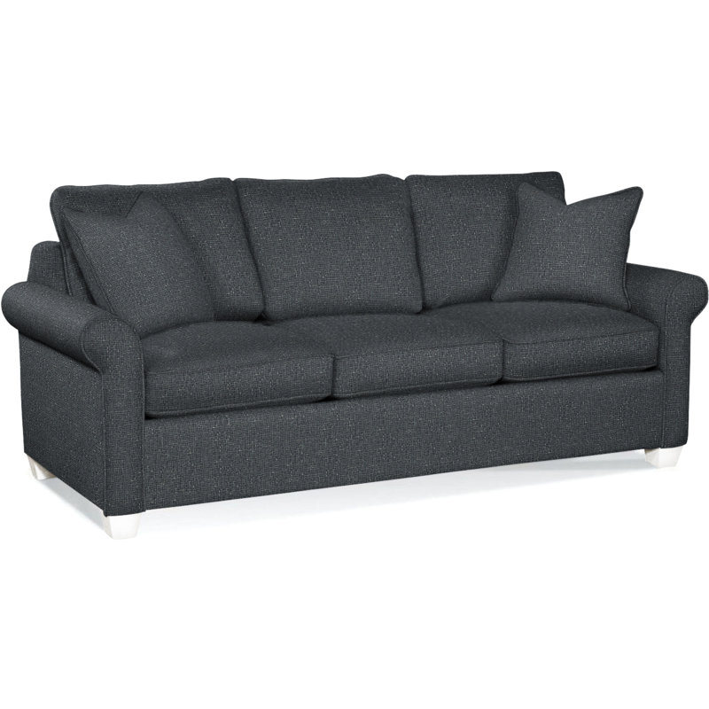 Park Lane Sofa, Frost White Finish, Blue Chenille/Velvet Solid; 0913-61