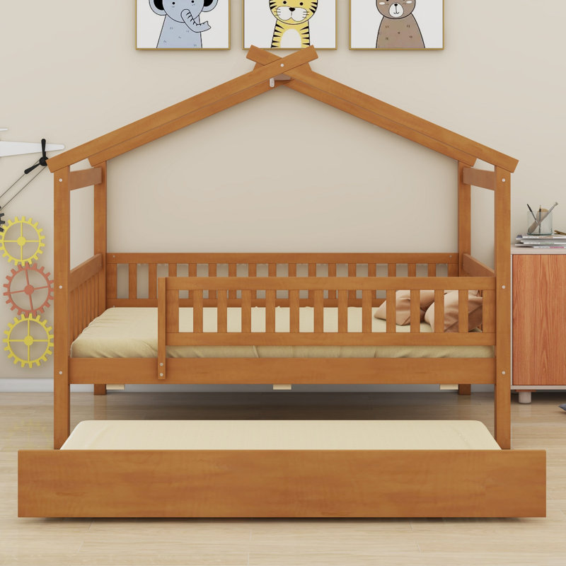 Lit en bois avec couchette, Noyer