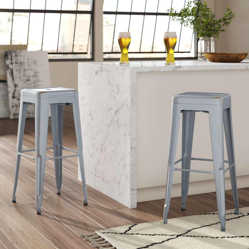 Iowa Park Counter Stool with Metal Frame, Silver