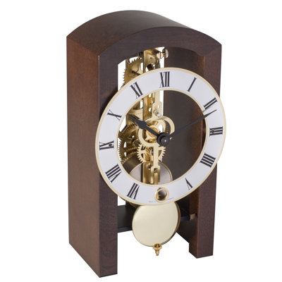 Roman Numeral Solid Wood Mechanical Tabletop Clock