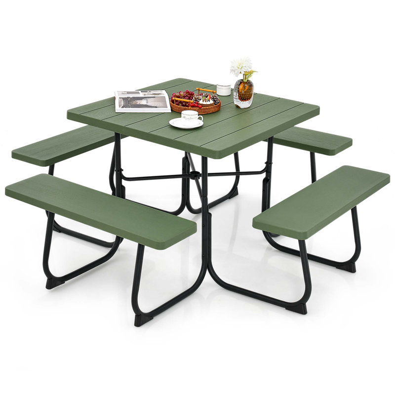 Biaca 8 - Person Patio Dining Set with Square Table, Green