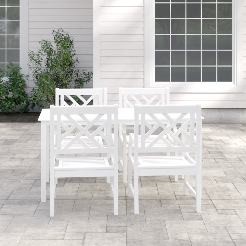 Amidat 4 - Person Acacia Patio Dining Set with Rectangular Table