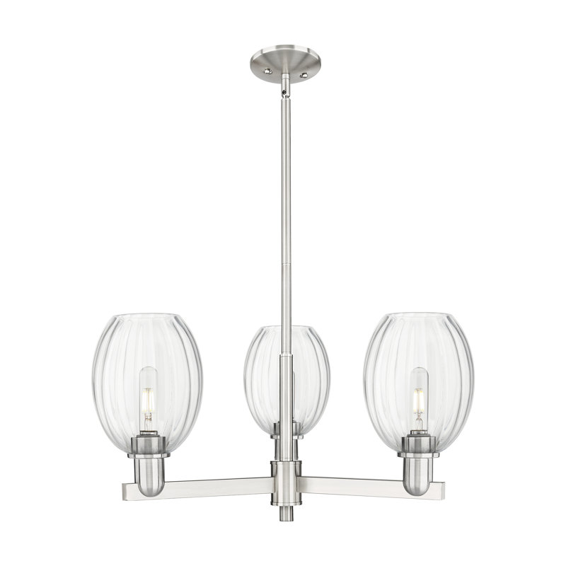 Hailsham - Lustre suspendu 3 lumières, Clair, Nickel satiné, Trois lumières