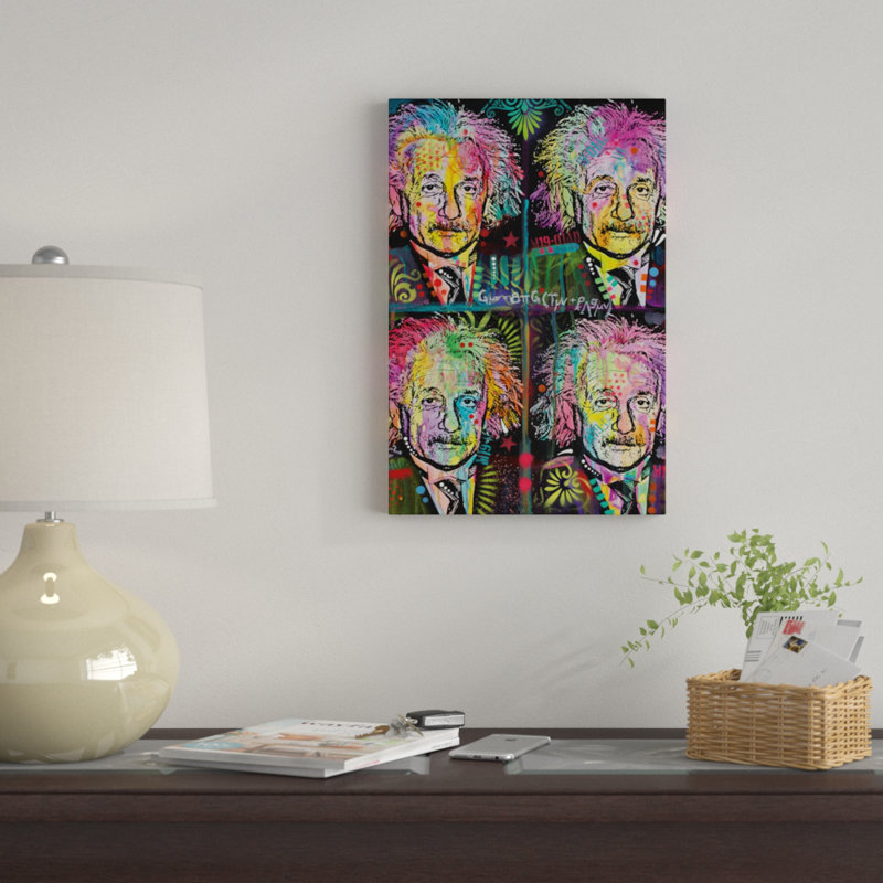 «Einstein 4 Up», impression sur toile, H 26 po x l 18 po x P 1,5 po, Toile avec cadre noir, Pas de tapis