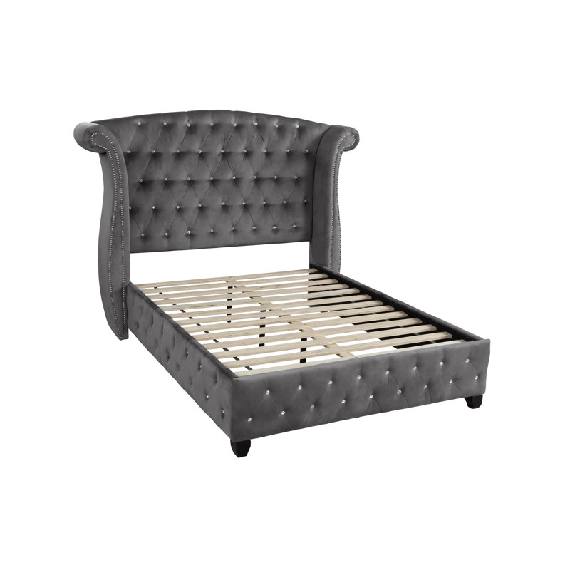 Lit tapissier Brazee, Grand, gris