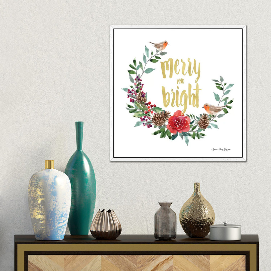 Merry And Bright Robin Wreath von Seven Trees Design - Gallery-Wrapped Canvas Giclée on Canvas