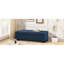 Banc en tissu doux texturé bleu de 50,75 po de largeur avec couvercle à charnières, convient aux repose-pieds de chambre à coucher avec rangement et sièges rembourrés-1094192715