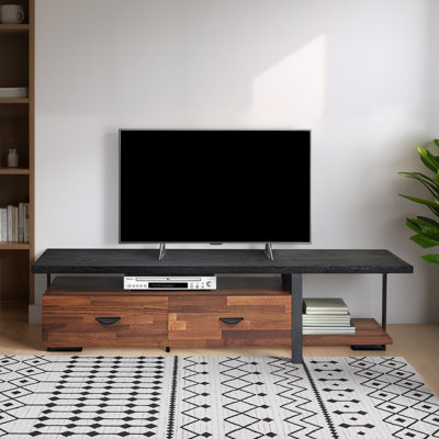 TV Stand, Walnut & Black