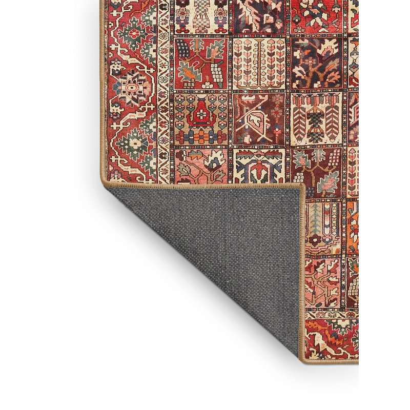 Tapis traditionnel mehroon/noir/crème Hortence, Rectangle 5 pi x 7 pi