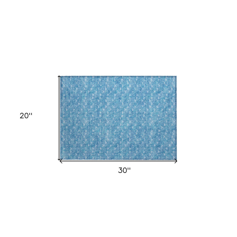 2' X 3' Blue Geometric Washable Non Skid Indoor Outdoor Area Rug