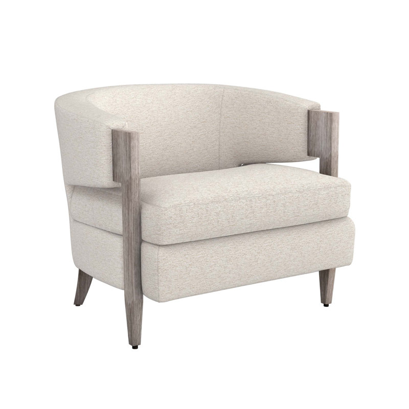 Kelsey Upholstered Barrel Chair, Light Gray, Drift Chenille