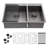 33" L x 22" W Drop-in Double Bowl 60/40 Kitchen Sink Gunmetal Black 16 Gauge Stainless Steel Sink