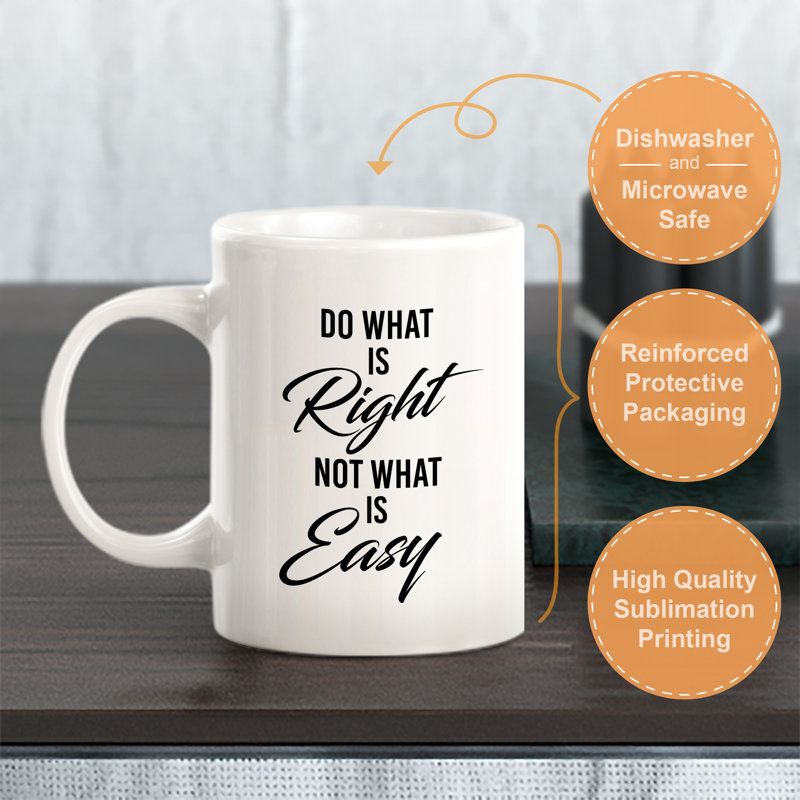 Tasse à café «Do What Is Right Not What Is Easy», Ensemble de verres à lait, Céramique