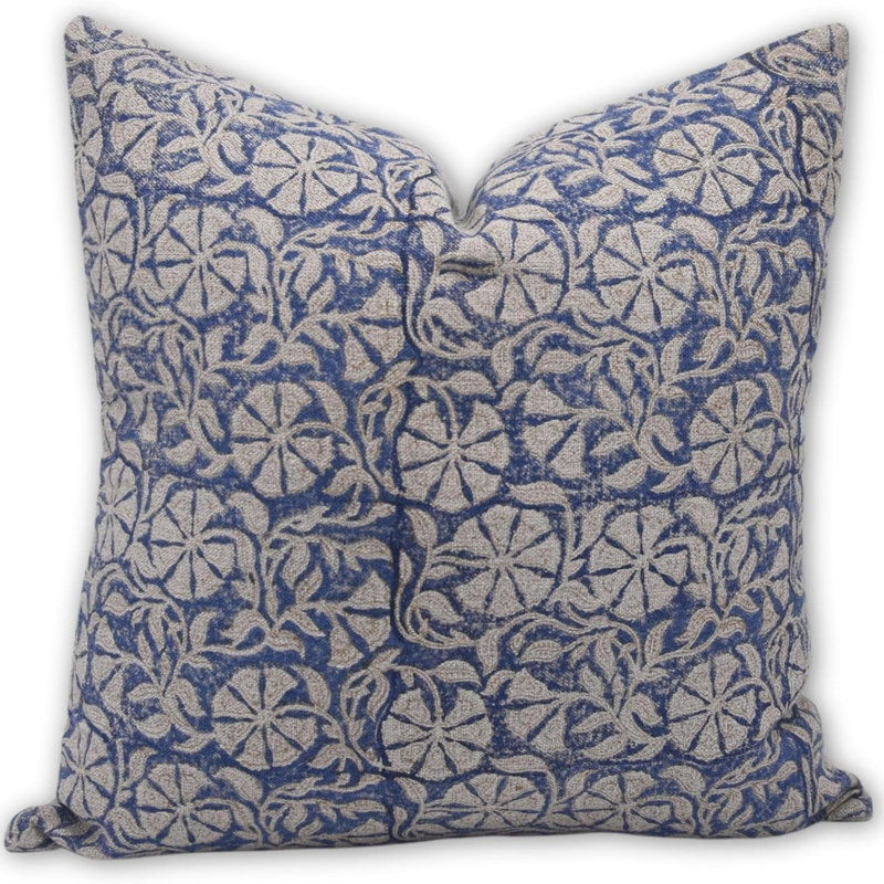 Housse de coussin imprimée en bloc, taie d'oreiller en tissu de lin épais faite à la main, coussins de salon décoratifs - RUDRAKSH