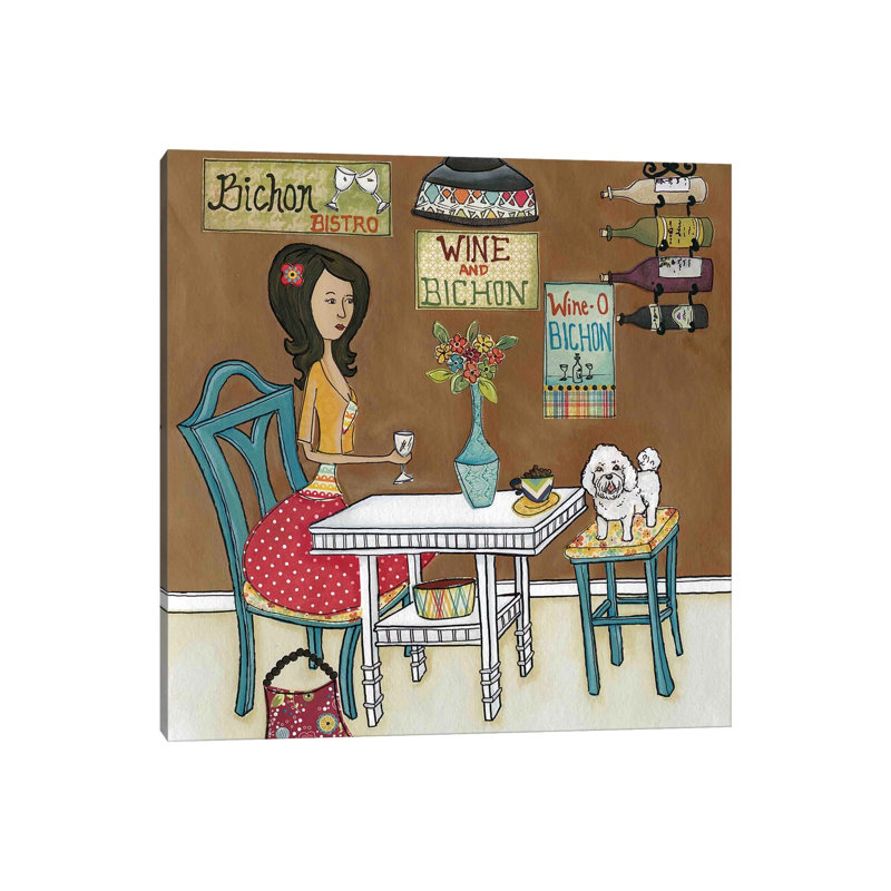 Bichon Bistro by Jamie Morath - Wrapped Canvas Gallery-Wrapped Canvas Giclée, 30.48 cm H x 30.48 cm W