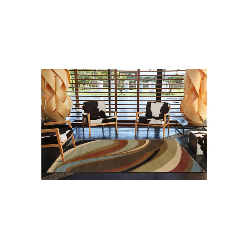 Tapis tissé à motif ondulé Evrim, Rectangle 2 pi 4 po x 4 pi