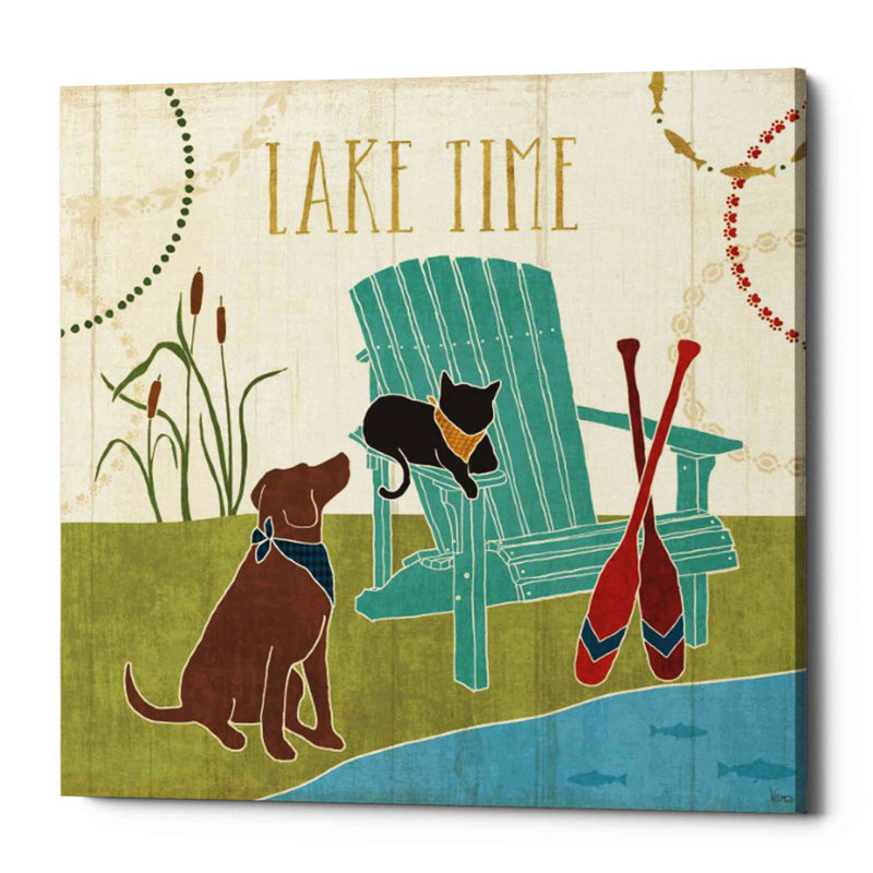 «Lake Pals IV» par Véronique Charron, art mural sur toile, H 12 po x l 12 po x P 0,75 po