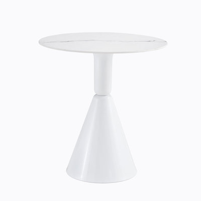Westbury White Marble Effect Dining Table -27.5" Round Pedestal Dining Table