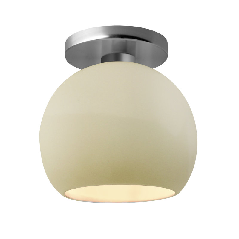 Radiance Ceramic Semi Flush Mount, 9" H x 10" W x 10" D, Gloss Vanilla, Brushed Nickel