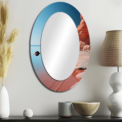 Coastal Minimalisme Photo II - Miroir mural côtier ovale