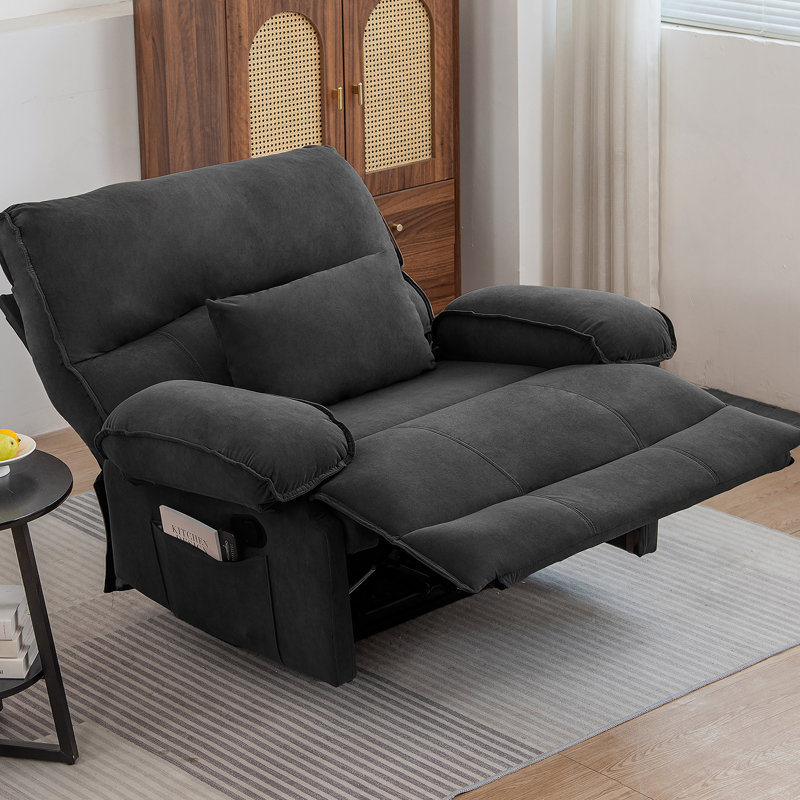 Fauteuil inclinable manuel surdimensionné pour le salon, Velours gris velours