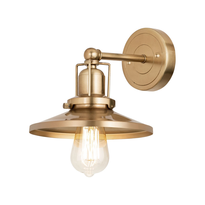 Applique murale à 1 lumière de 7 po de haut English Brass - laiton satiné
