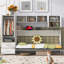 Lit escamotable simple avec bureau intégré, garde-robe, tablettes ouvertes et tiroirs de rangement, blanc
