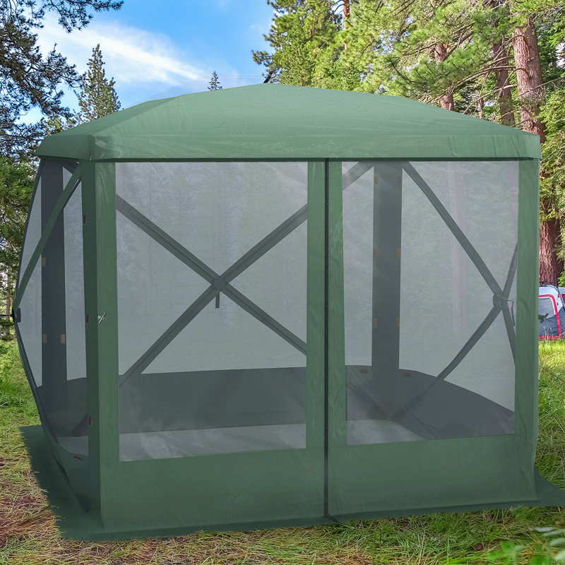 Green 7x7FT Pop-Up Camping Canopy Gazebo with Mesh Sides