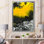 Jaune jaune, noir et blanc, art liquide - peinture sur toile