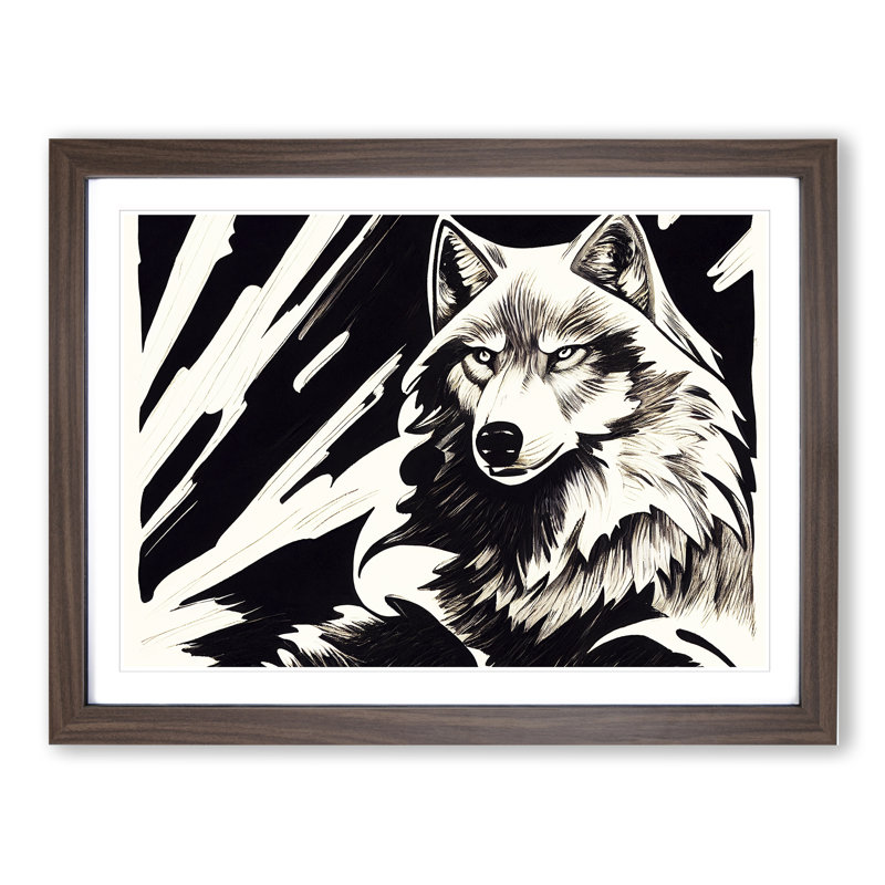 Wolf - Framed Print, 46cm H x 64cm W, Walnut Framed