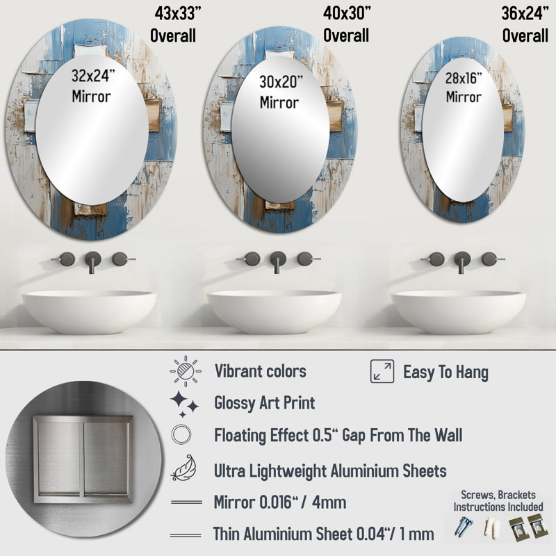 Miroir mural blanc, 36 po x 24 po