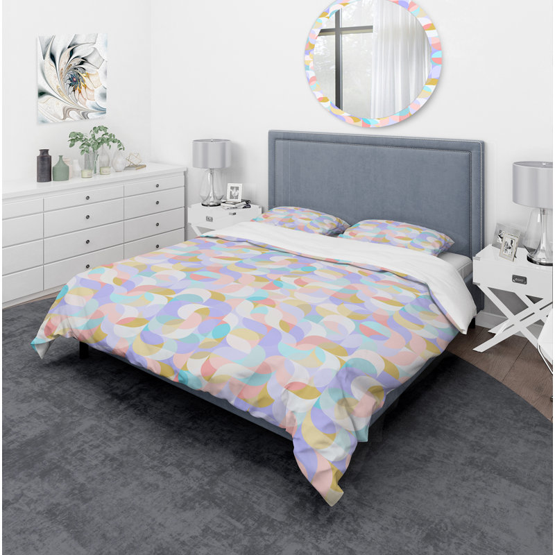 Modern & Contemporary Geometric Shapes Duvet Cover, King Duvet Cover + 2 Shams