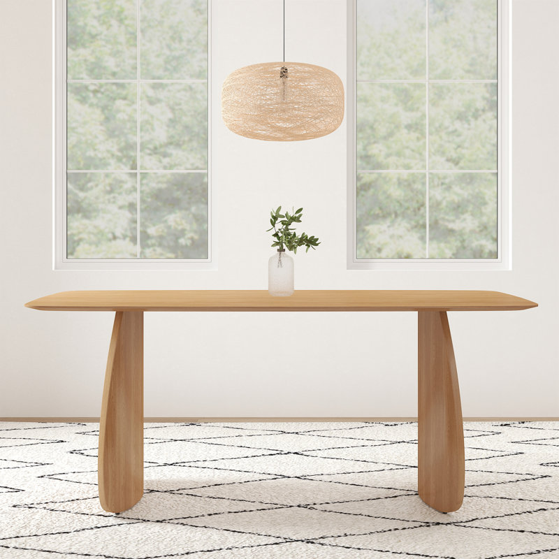 Table de salle à manger rectangulaire moderne de 71 po avec pieds en bois massif, table de salle à manger élégante pour la cuisine / salle à manger