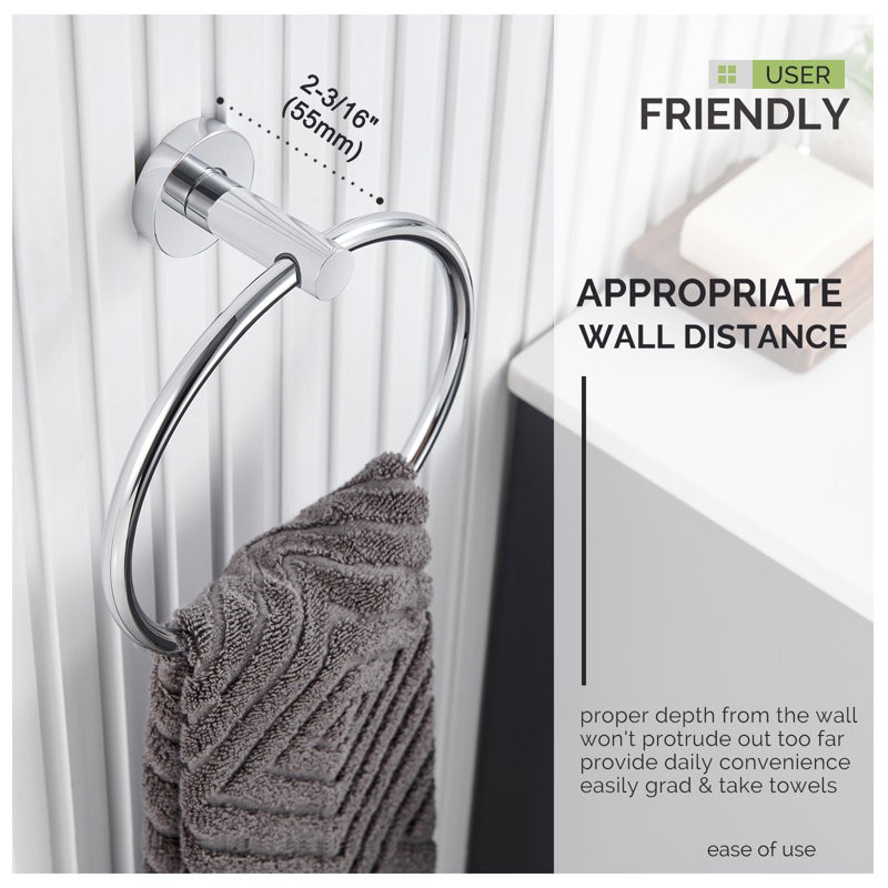 Modern Chrome Wall Mounted Towel Ring with Starlight Finish