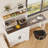 Coffee Bar Cabinet With Magnetic Note Zone, Extendable Kitchen Sideboard Cabinet With Adjustable Shelves, White Wine Bar Cabinet For Dining Room
