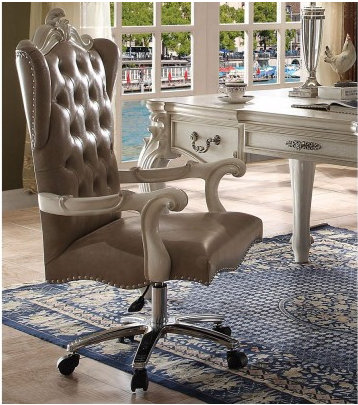 Castellano Executive Chair, Vintage Gray PU/Bone White