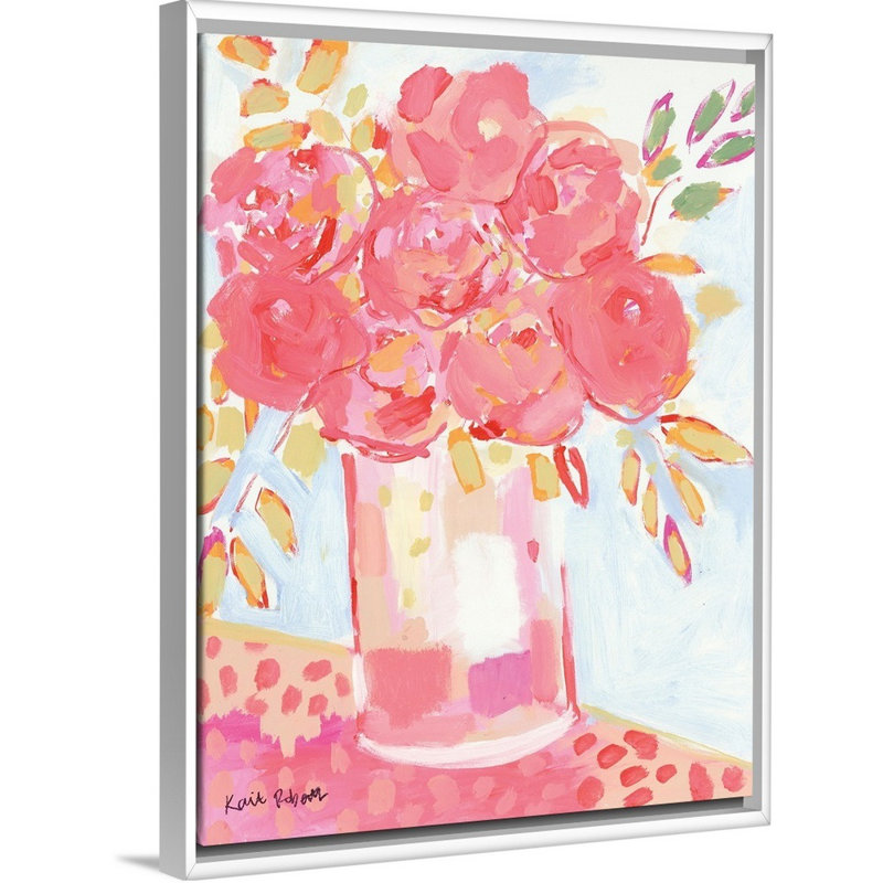 Watermelon Crush par Kait Roberts - reproduction d'art, H 42 po x l 32 po x P 1,75 po, Toile blanche encadrée