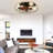 19.7" Indoor Flush Mount Low Profile Ceiling Fan with Lights, Farmhouse Caged Ceiling Fan with Remote