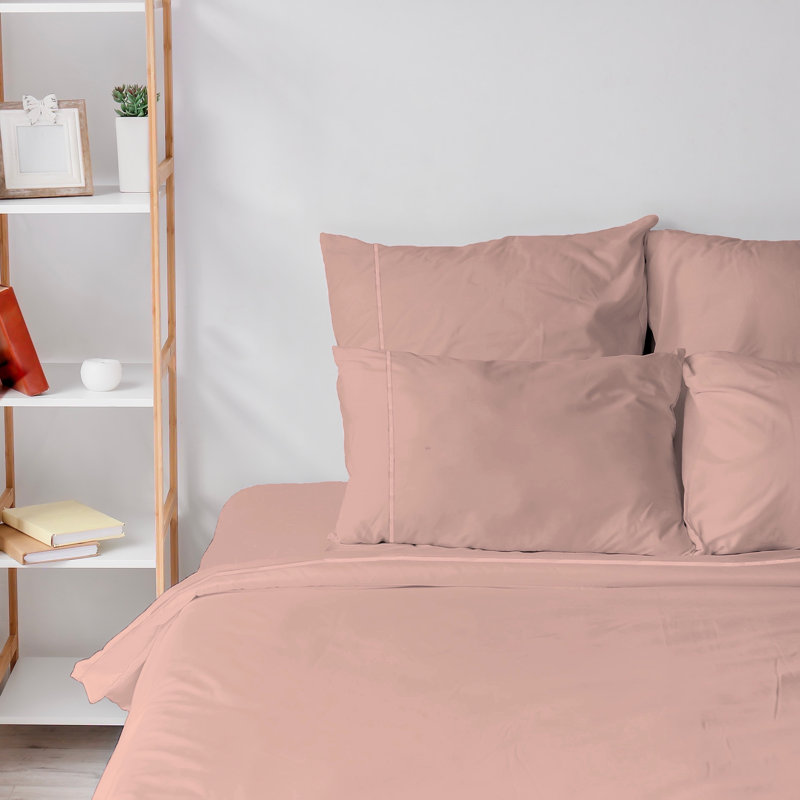 6 Piece Ultra Soft Double Brushed Microfiber Sheet Set, Cooling Sheets with Extra Deep Pockets - Machine Washable, Pearl Pink