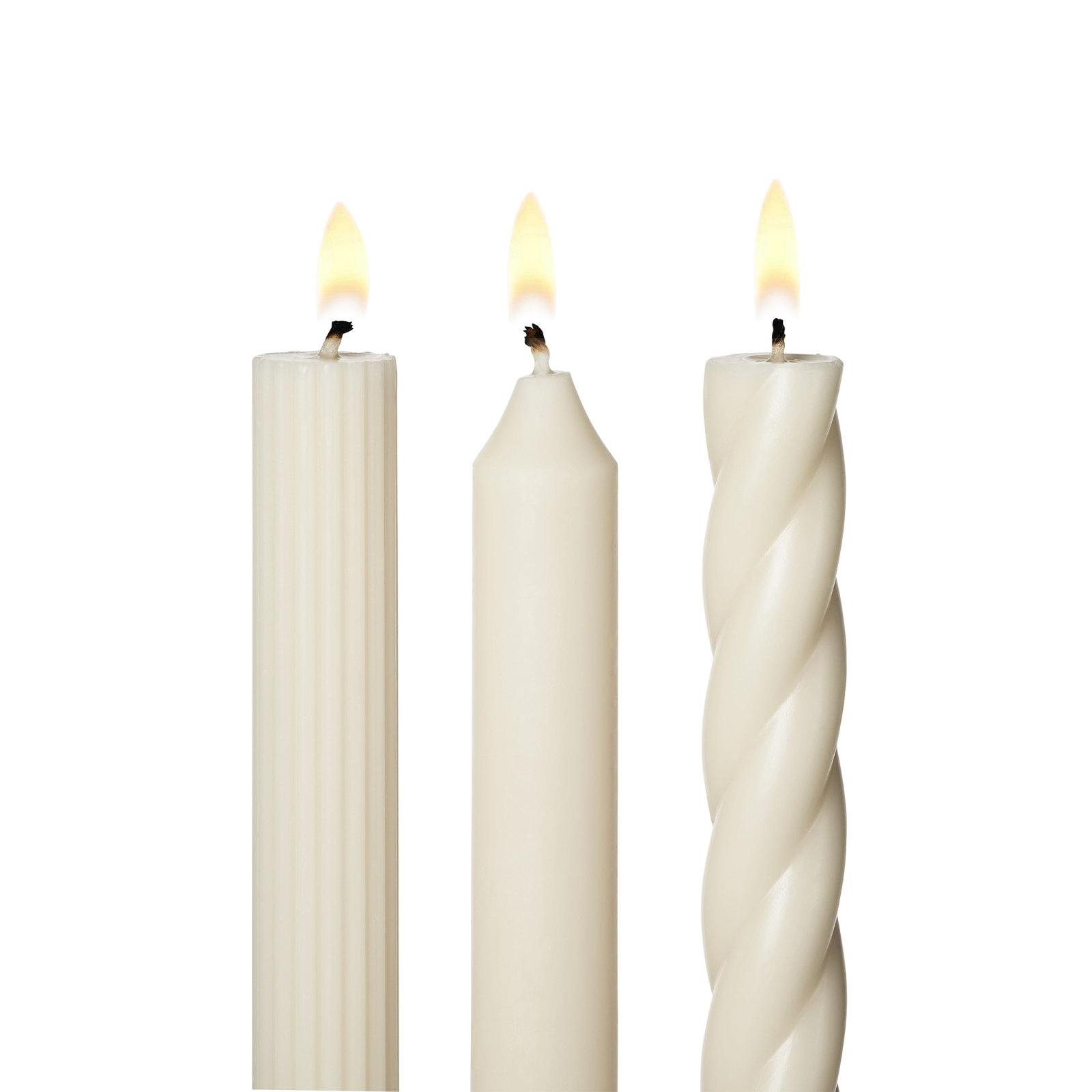 Beautifully Done Unscented Taper Candle Set, Ivory