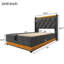 Lit simple avec éclairage sur 360 ° - rangement hydraulique, fonction en lin gris doux, option de charge de type C-1188359333-1188359332
