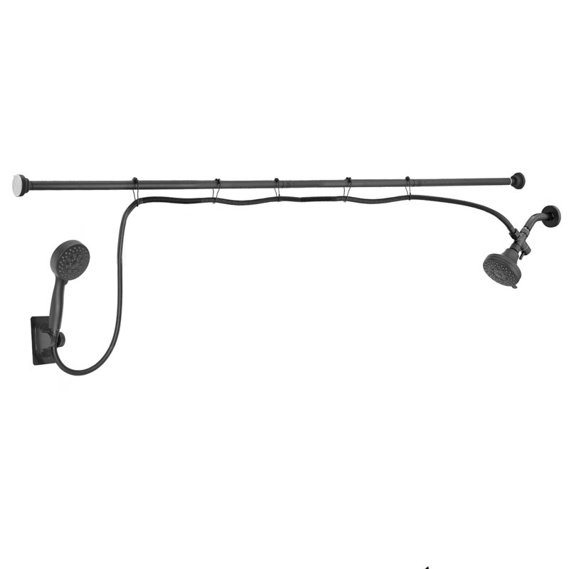 Pomme de douche double 5 réglages avec barre coulissante réglable - Pomme de douche double haute pression pour couple, noir mat