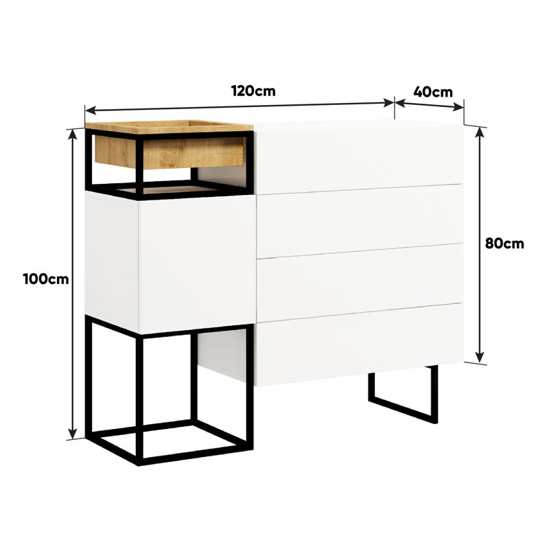 Harmannus 120cm W 4 - Drawer Chest of Drawers