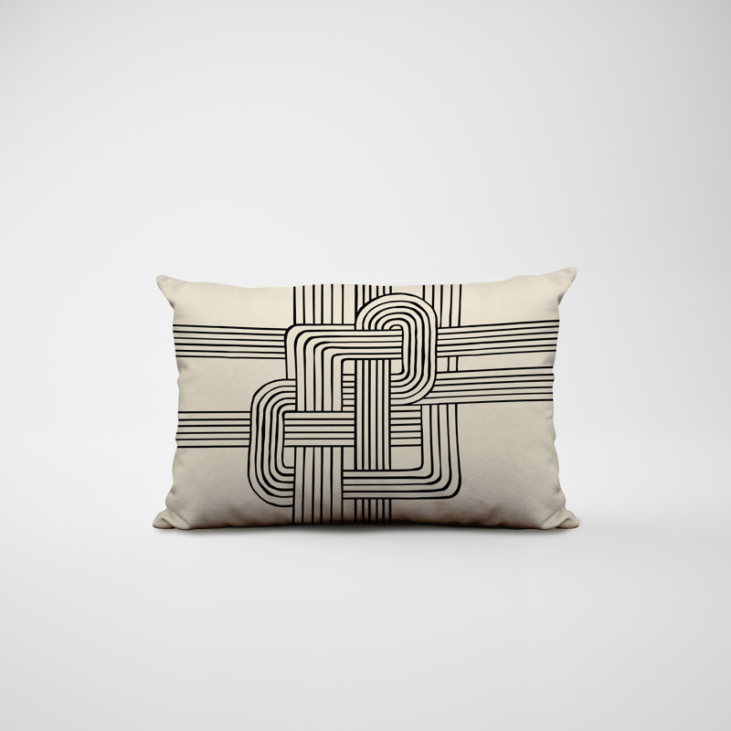 Polyester / Mélange de polyester Housse de coussin rectangulaire intérieure / extérieure lombaire et insert, Noir