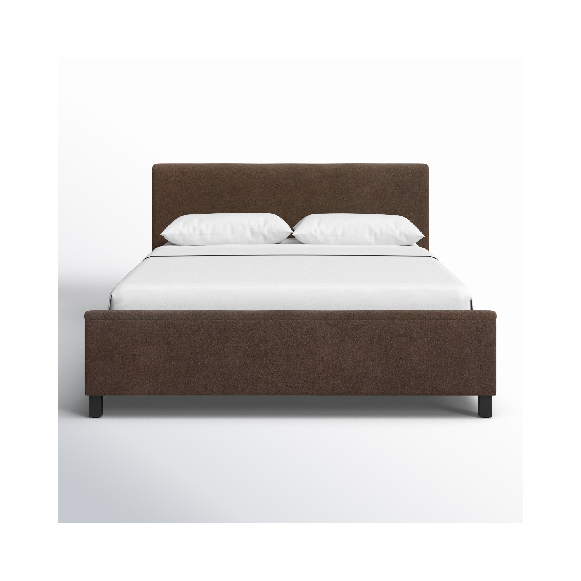 Finney Upholstered Bed, Dark Brown, Queen